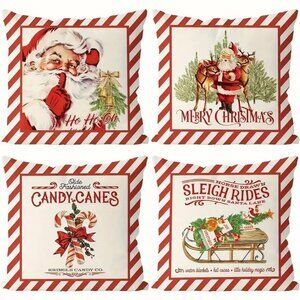 Set of Four Christmas Theme Pillow Covers NWOT